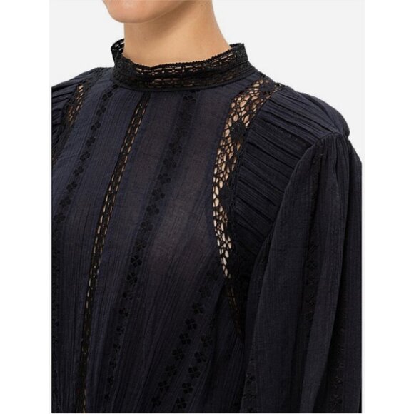 Isabel Marant Etoile Jassie Black Lacy Cotton Blouse Womens 36 FR / 4 US - Picture 3 of 16